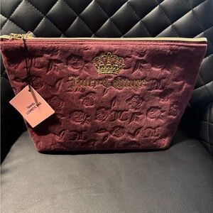 Juicy Couture Velvet Cosmetic Bag in Deep Burgundy